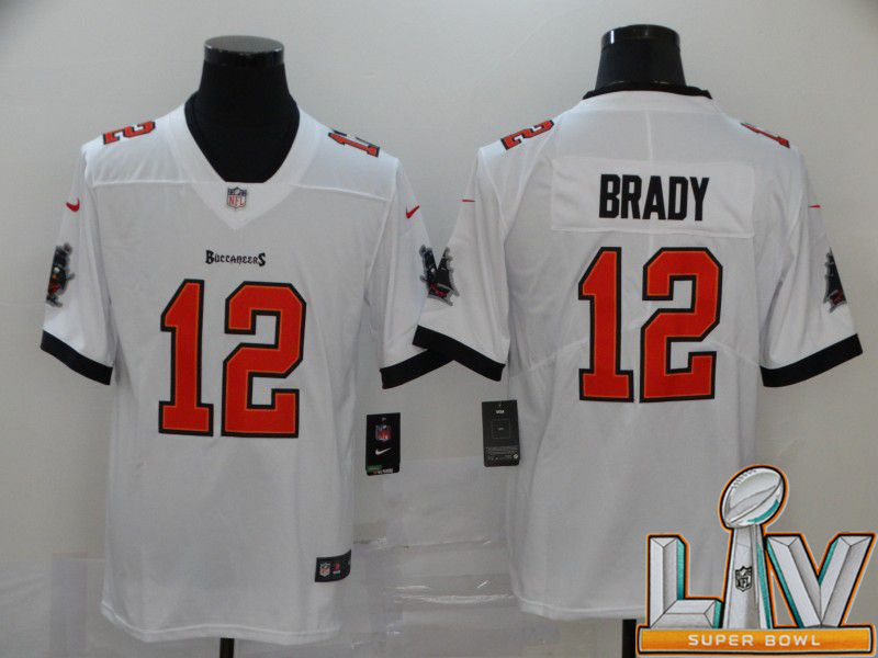 Super Bowl LV 2021 Men Tampa Bay Buccaneers 12 Brady White New Nike Limited Vapor Untouchable NFL Jerseys